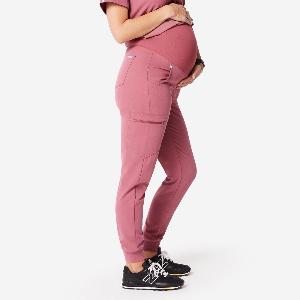 Figs Zamora Maternity Jogger Scrub Pants Sz Med Pink Mauve